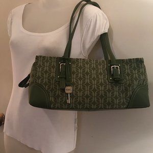 Green Fossil Canvas with Leather Trim - Beautiful!
